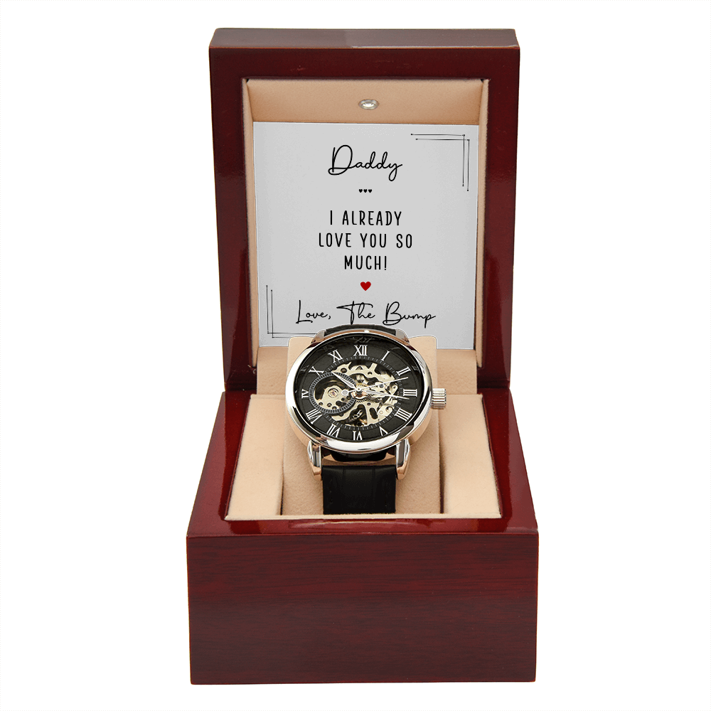Personalized Openwork Watch for Dad – “Love From The Bump” Custom Father's Gift Watch - goldenandvintage