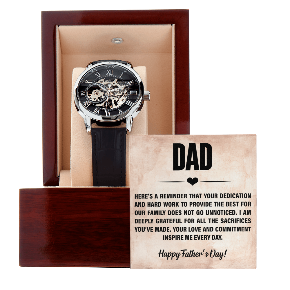Luxury Custom Engraved Skeleton Watch Gift for Father from Family - goldenandvintage