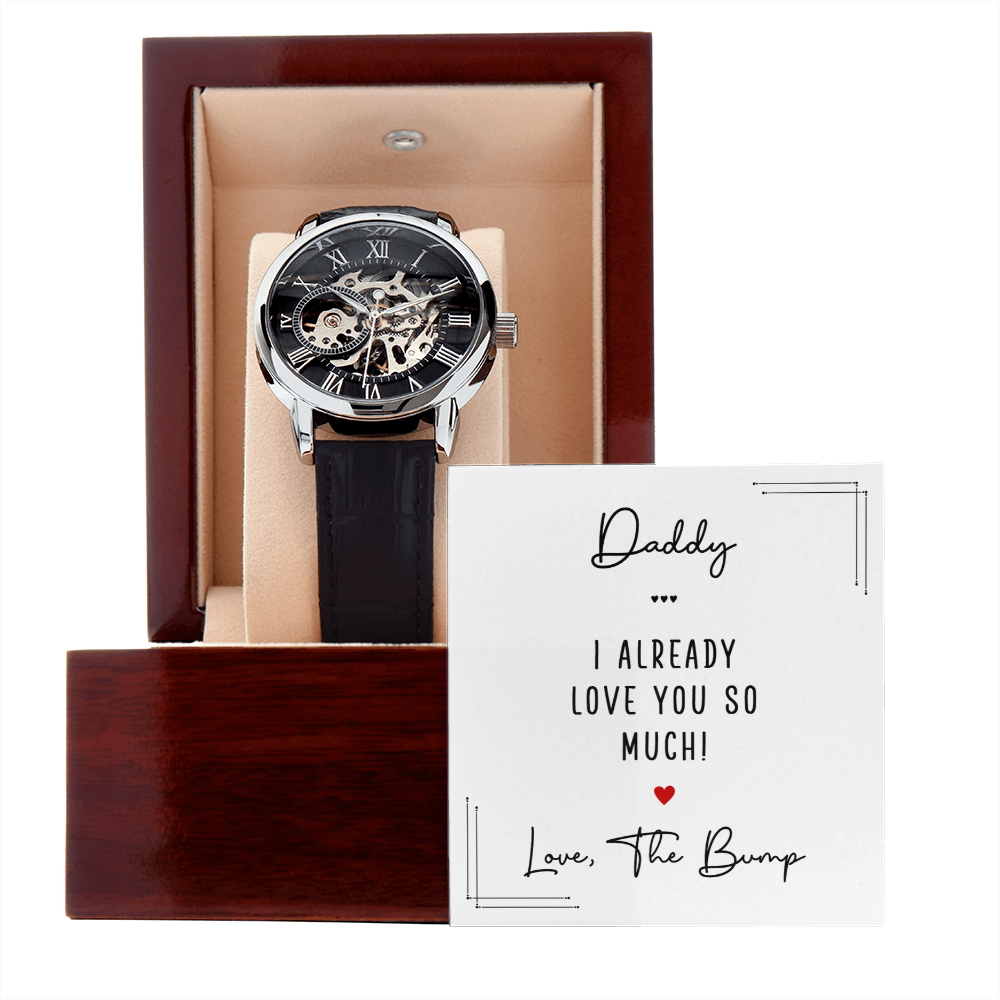Personalized Openwork Watch for Dad – “Love From The Bump” Custom Father's Gift Watch - goldenandvintage