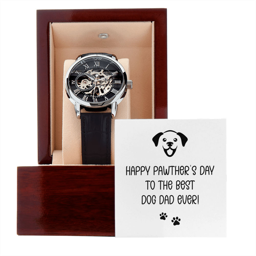 Personalized Openwork Watch for Dog Dad – Happy Pawther's Day Custom Gift Watch - goldenandvintage