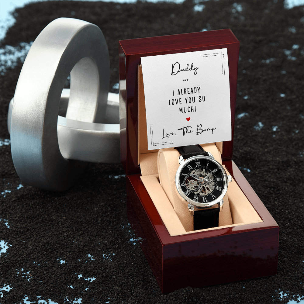 Personalized Openwork Watch for Dad – “Love From The Bump” Custom Father's Gift Watch - goldenandvintage