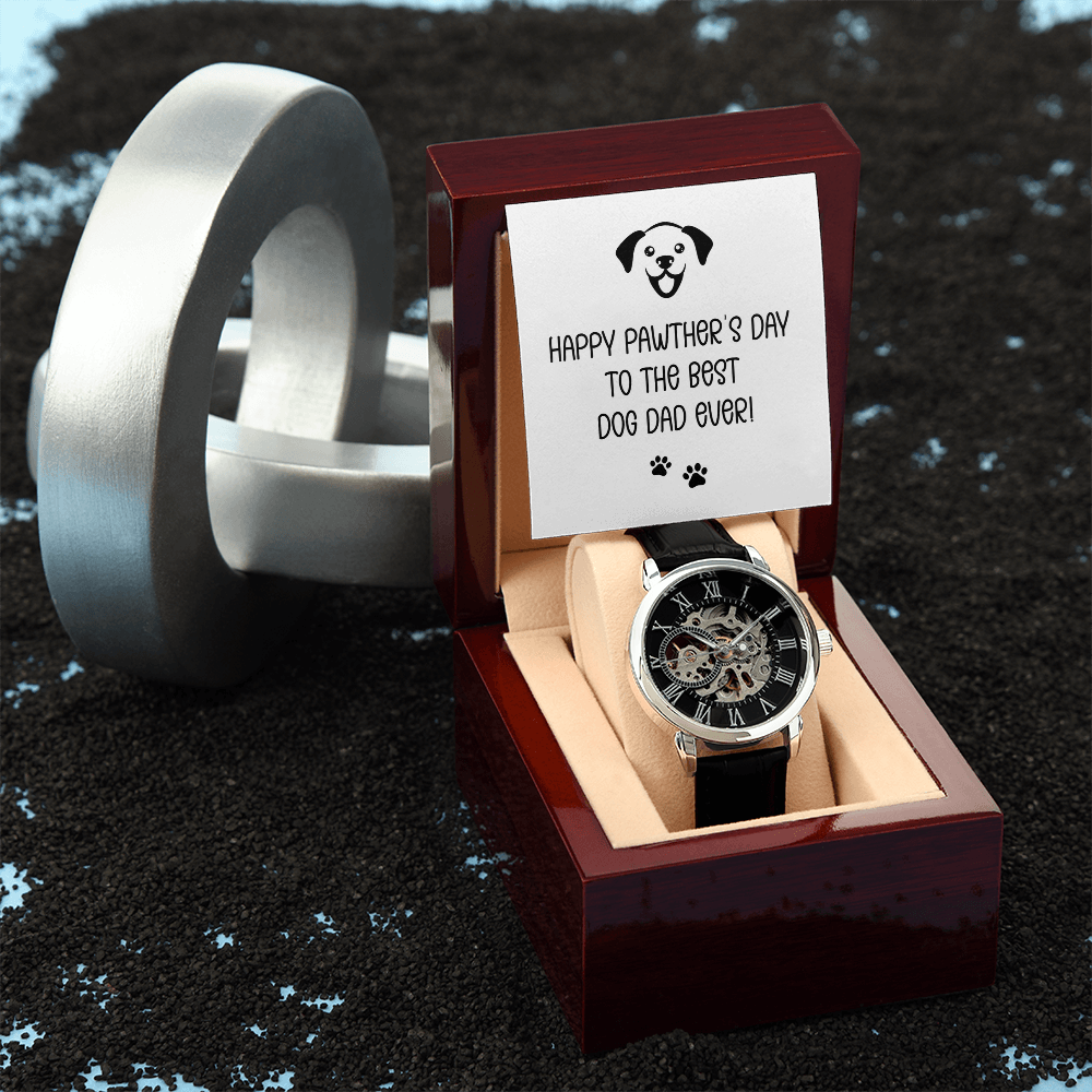 Personalized Openwork Watch for Dog Dad – Happy Pawther's Day Custom Gift Watch - goldenandvintage