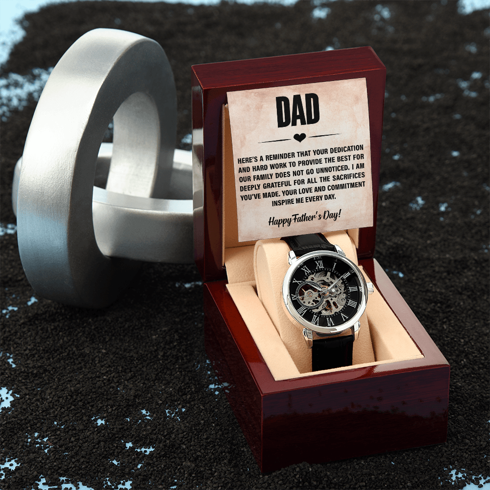 Luxury Custom Engraved Skeleton Watch Gift for Father from Family - goldenandvintage