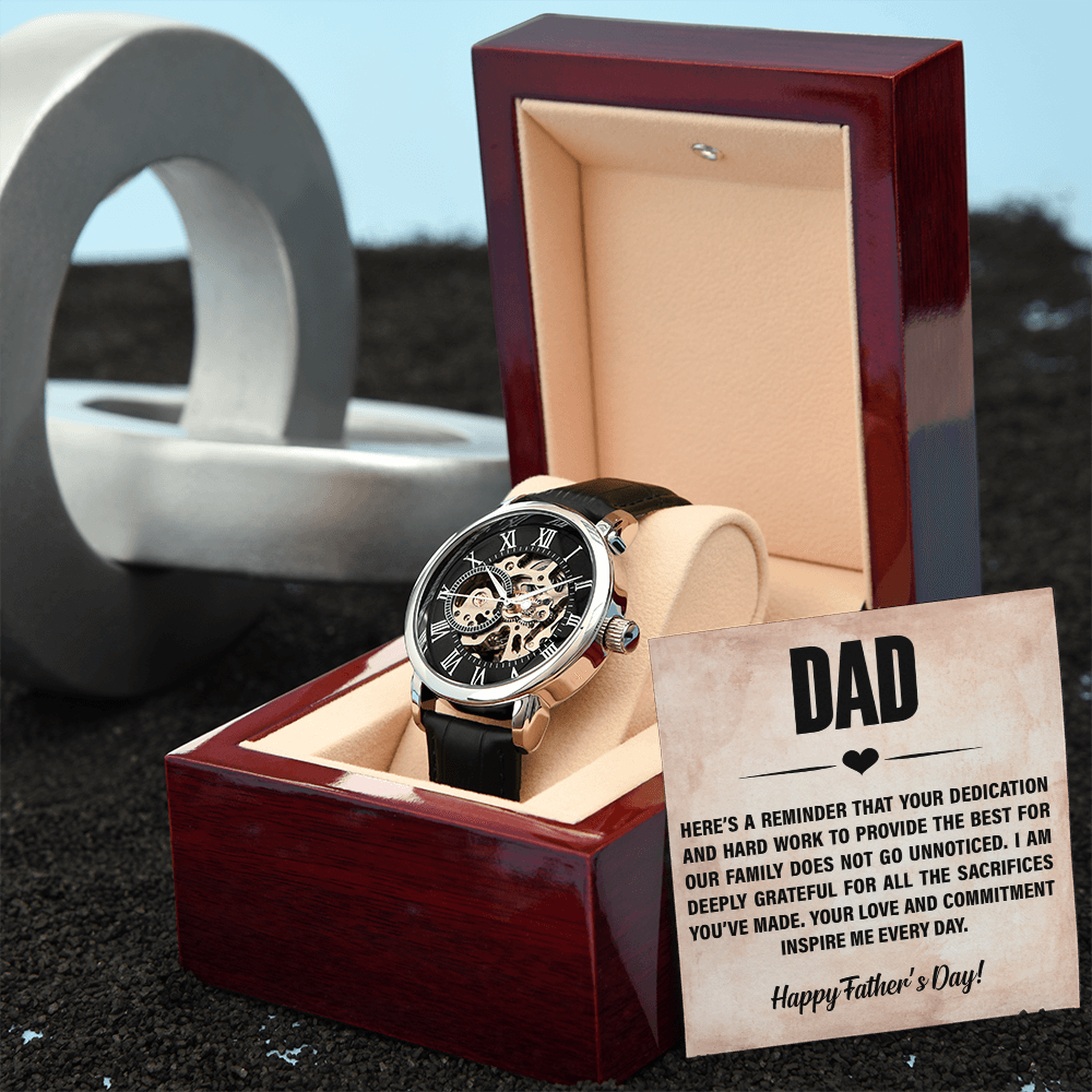 Luxury Custom Engraved Skeleton Watch Gift for Father from Family - goldenandvintage
