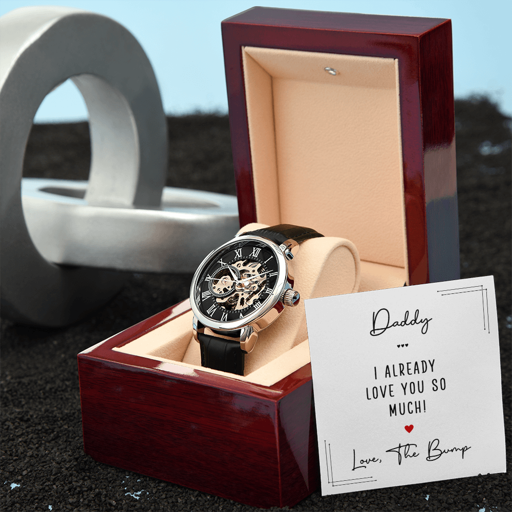 Personalized Openwork Watch for Dad – “Love From The Bump” Custom Father's Gift Watch - goldenandvintage