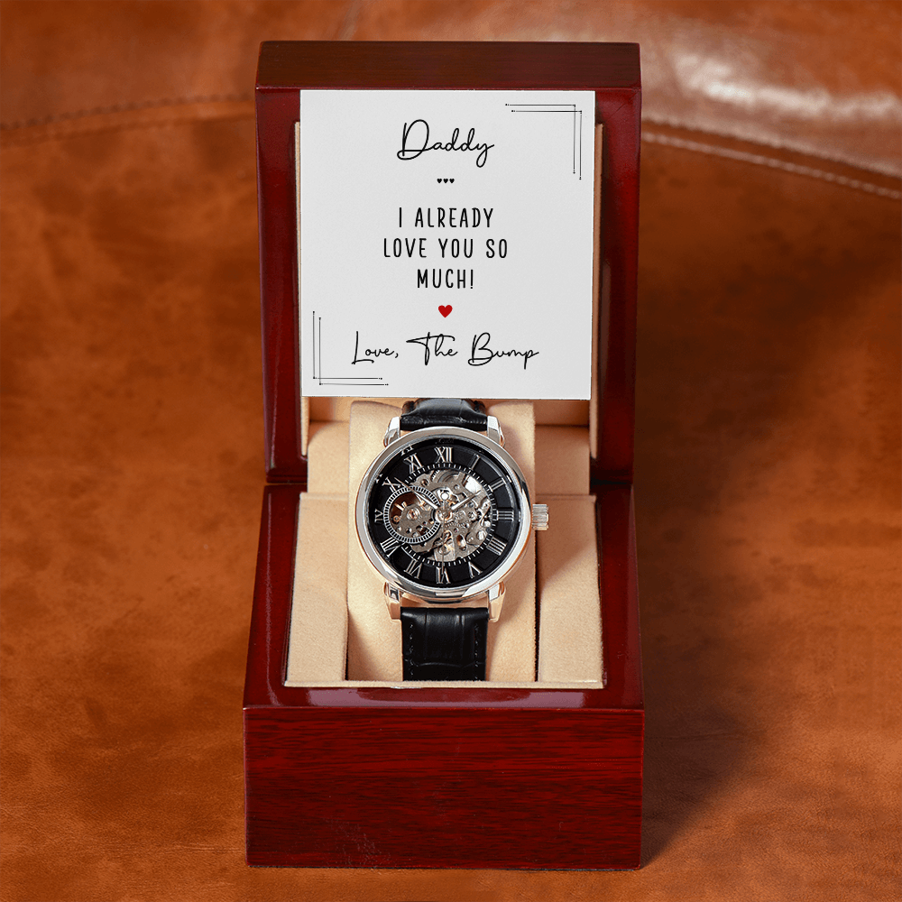 Personalized Openwork Watch for Dad – “Love From The Bump” Custom Father's Gift Watch - goldenandvintage
