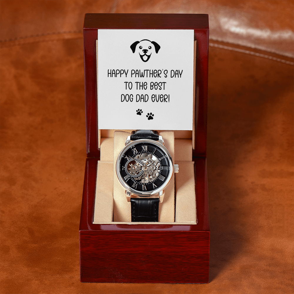 Personalized Openwork Watch for Dog Dad – Happy Pawther's Day Custom Gift Watch - goldenandvintage
