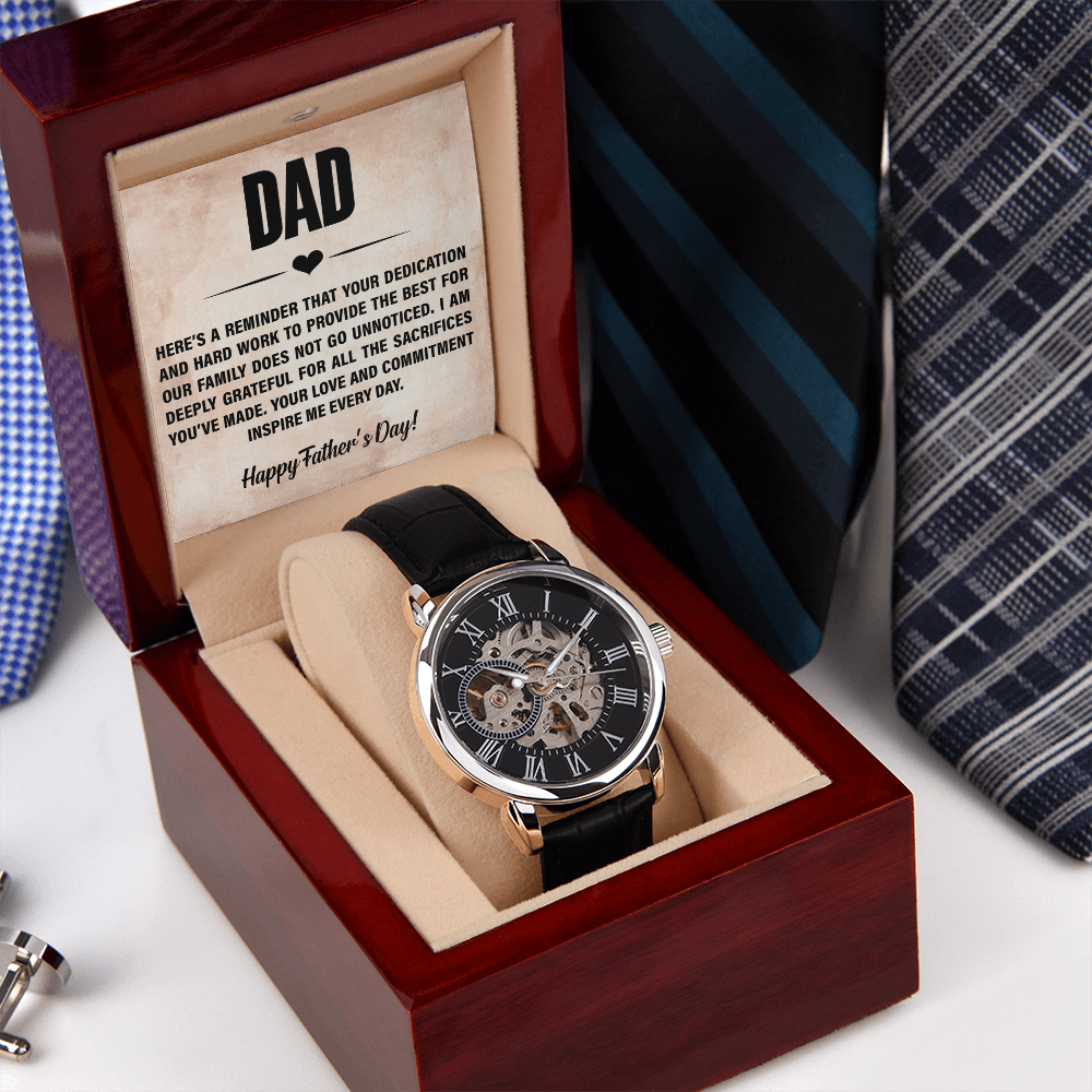 Luxury Custom Engraved Skeleton Watch Gift for Father from Family - goldenandvintage