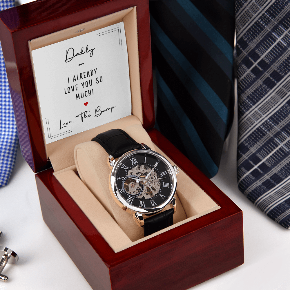 Personalized Openwork Watch for Dad – “Love From The Bump” Custom Father's Gift Watch - goldenandvintage