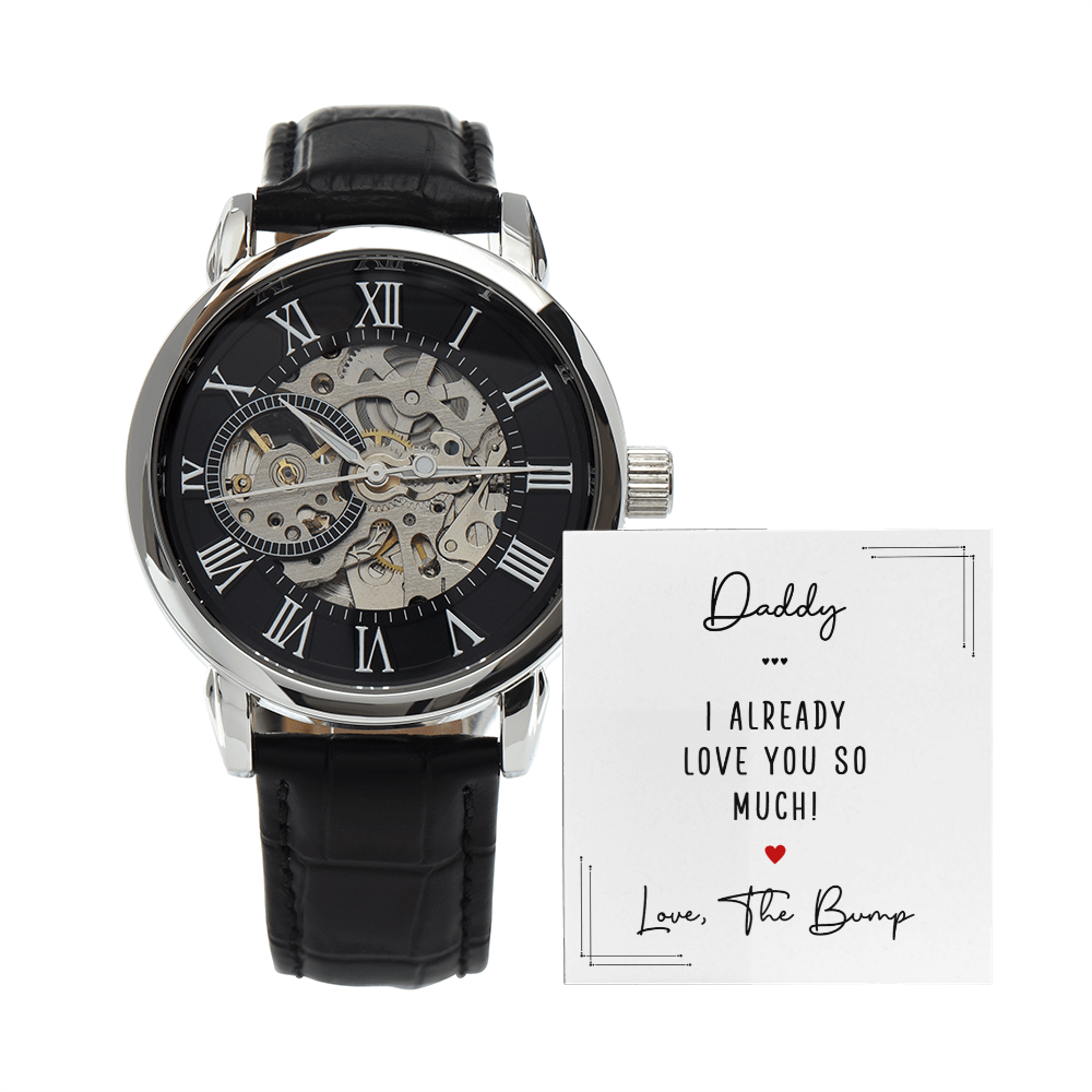 Personalized Openwork Watch for Dad – “Love From The Bump” Custom Father's Gift Watch - goldenandvintage