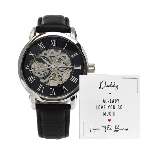 Personalized Openwork Watch for Dad – “Love From The Bump” Custom Father's Gift Watch - goldenandvintage