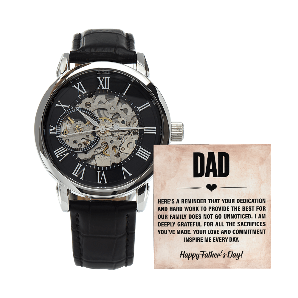 Luxury Custom Engraved Skeleton Watch Gift for Father from Family - goldenandvintage