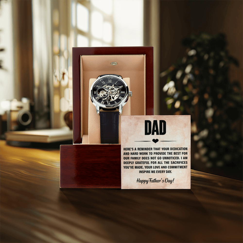 Luxury Custom Engraved Skeleton Watch Gift for Father from Family - goldenandvintage