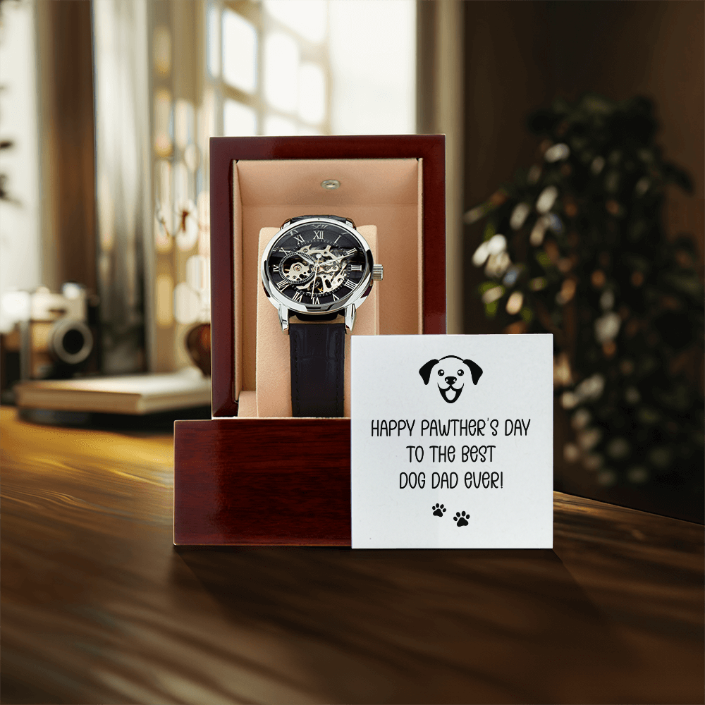 Personalized Openwork Watch for Dog Dad – Happy Pawther's Day Custom Gift Watch - goldenandvintage