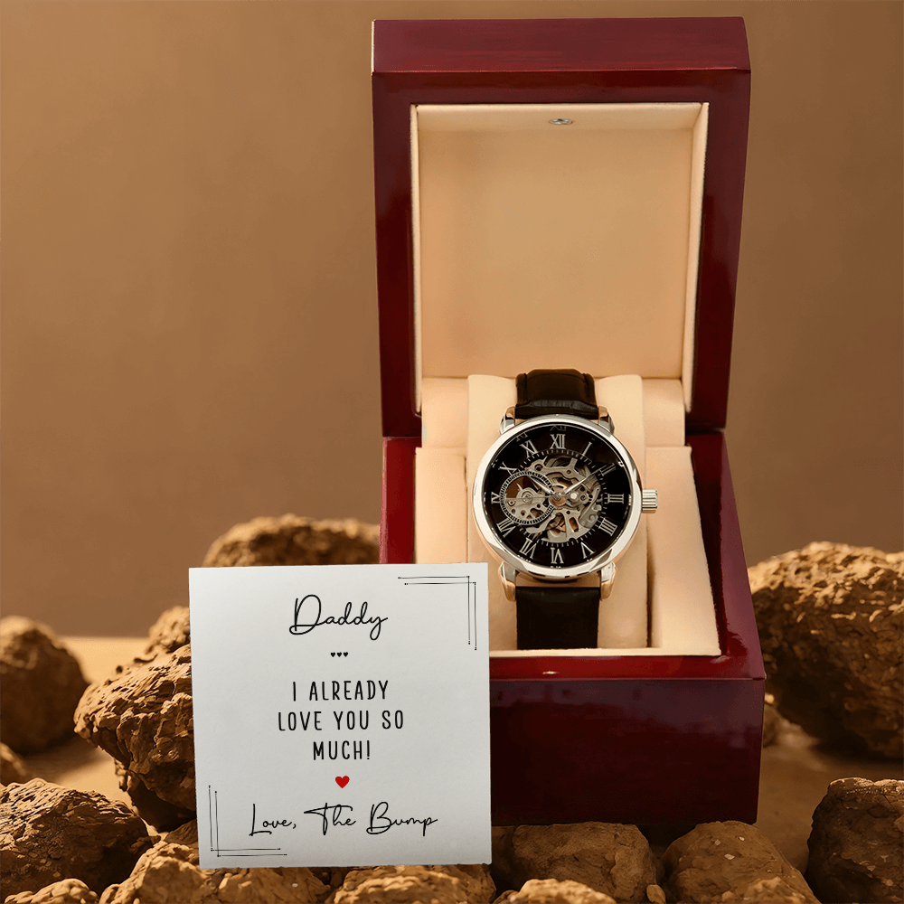 Personalized Openwork Watch for Dad – “Love From The Bump” Custom Father's Gift Watch - goldenandvintage