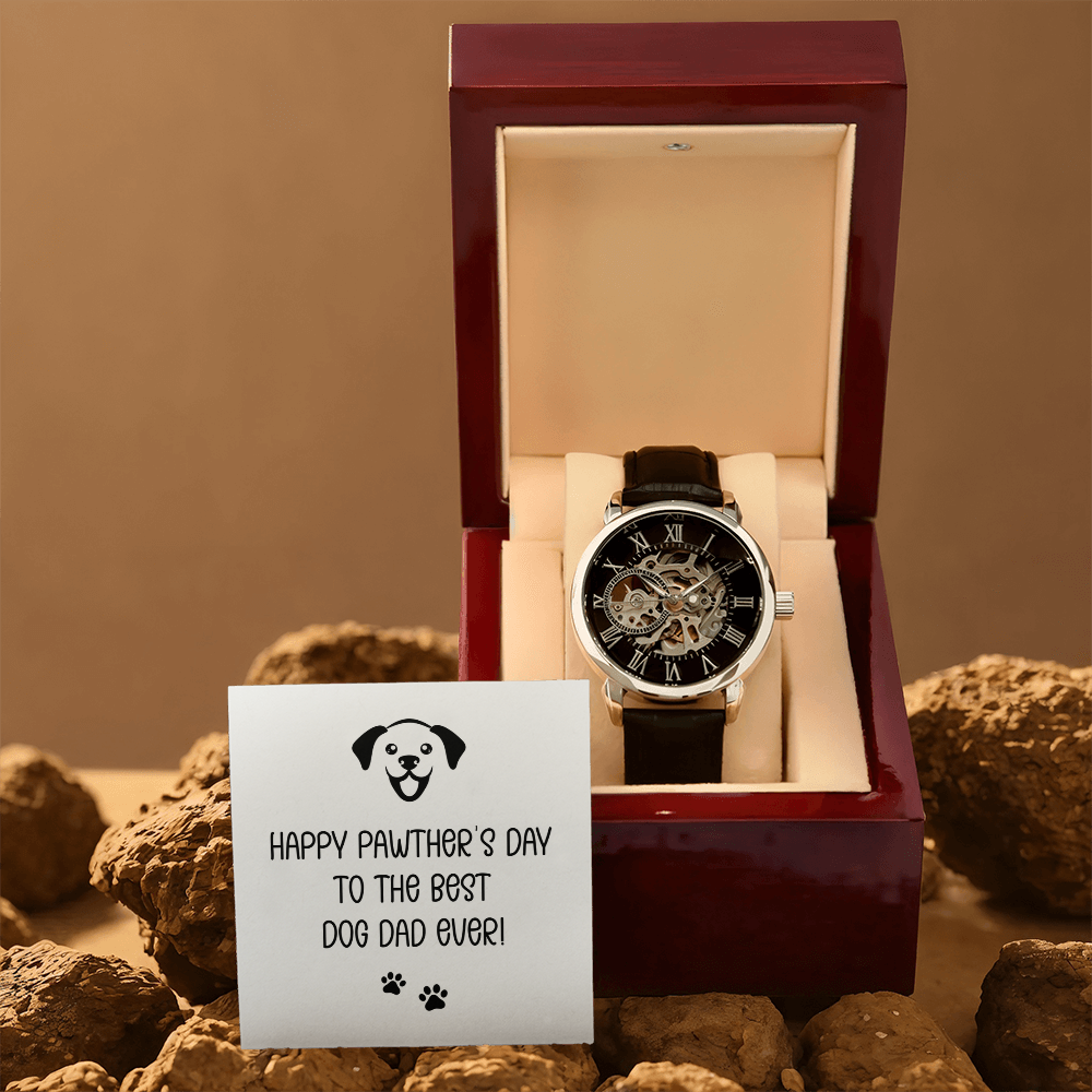 Personalized Openwork Watch for Dog Dad – Happy Pawther's Day Custom Gift Watch - goldenandvintage