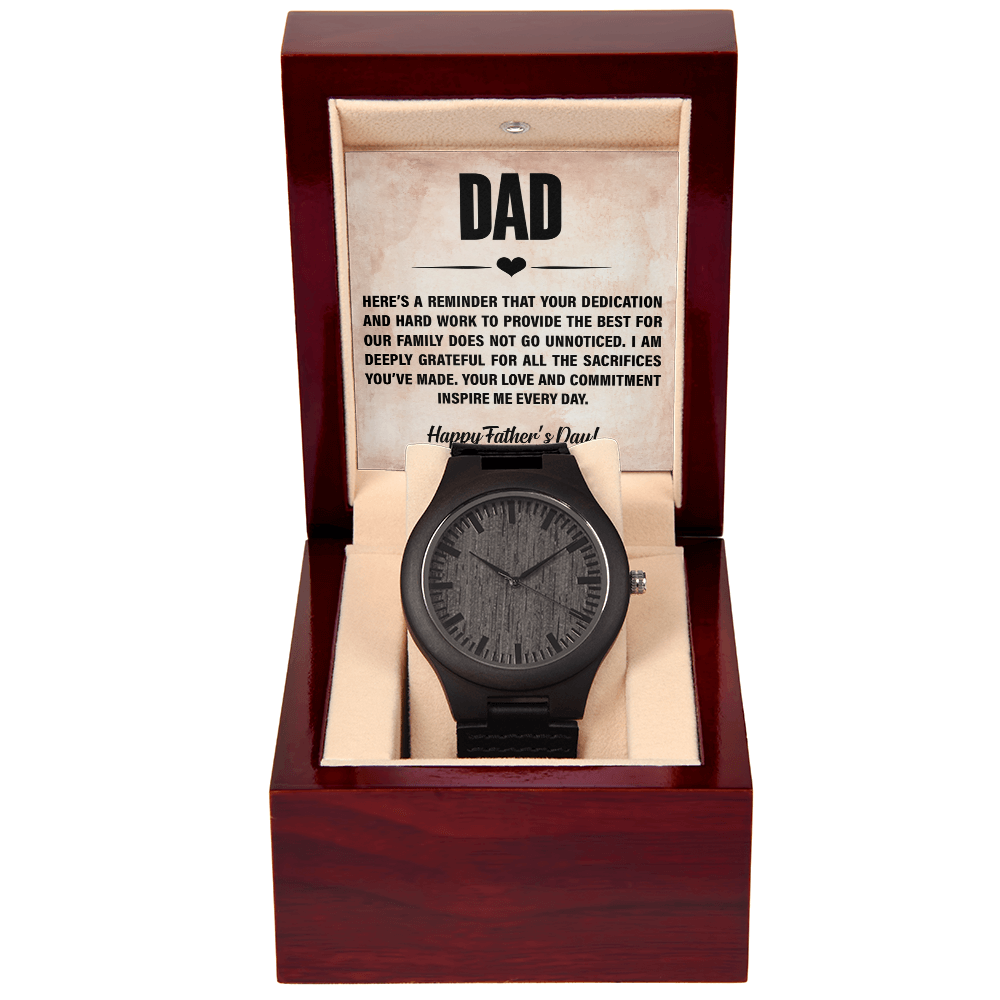 Personalized Wooden Watch for Dad with Appreciation Card – Meaningful Father's Day Gift from Family - goldenandvintage
