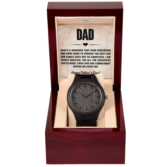Personalized Wooden Watch for Dad with Appreciation Card – Meaningful Father's Day Gift from Family - goldenandvintage