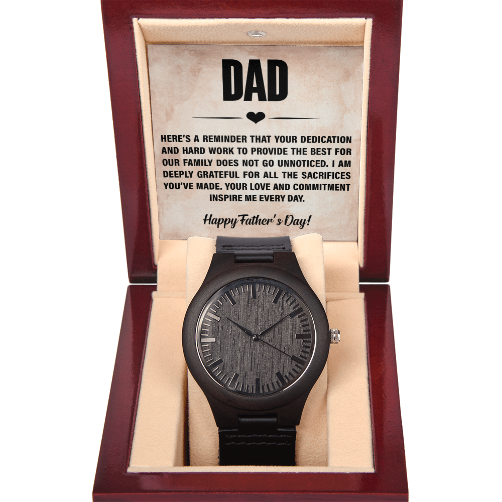 Personalized Wooden Watch for Dad with Appreciation Card – Meaningful Father's Day Gift from Family - goldenandvintage