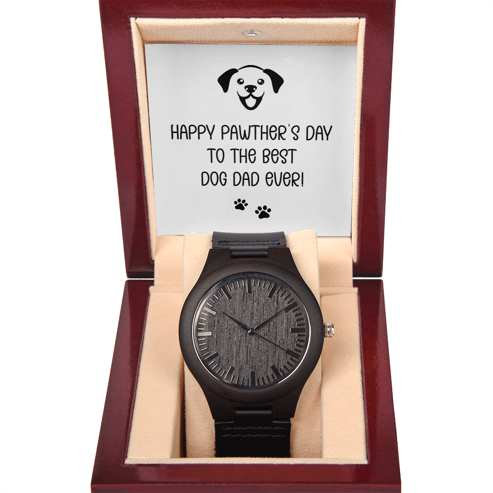 Personalized Wooden Watch for Dog Dad – Happy Pawther's Day Custom Gift for Pet Lovers - goldenandvintage