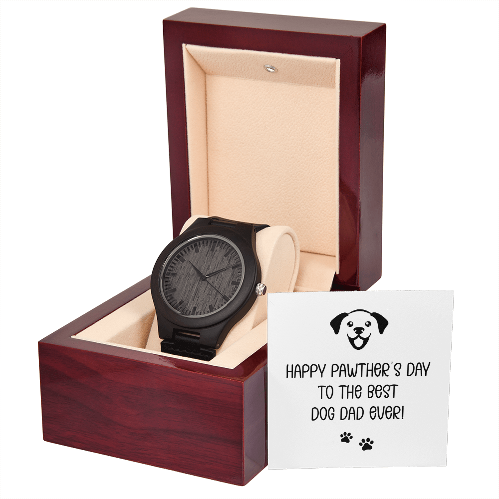 Personalized Wooden Watch for Dog Dad – Happy Pawther's Day Custom Gift for Pet Lovers - goldenandvintage