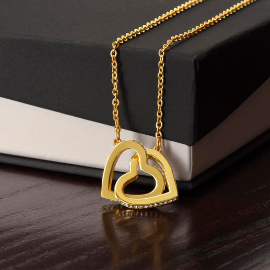 Golden and Vintage Interlocking Hearts Necklace – A Symbol of Love & Connection