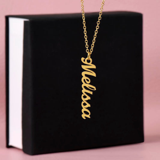 Golden and Vintage Personalized Vertical Name Necklace – Elegant & Timeless