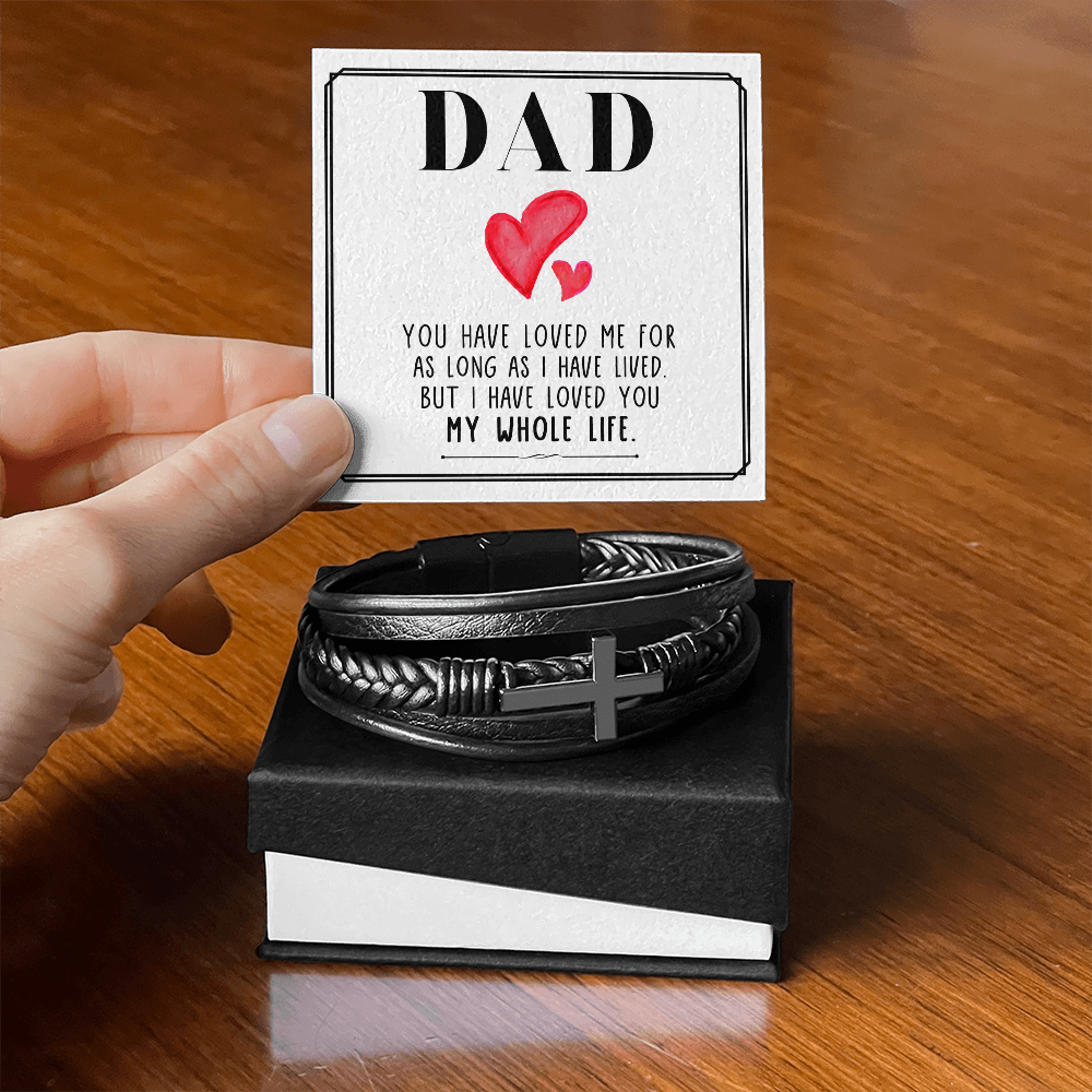 Personalized Men's Cross Bracelet for Dad – Meaningful Father's Day Gift Bracelet with Custom Message Card - goldenandvintage