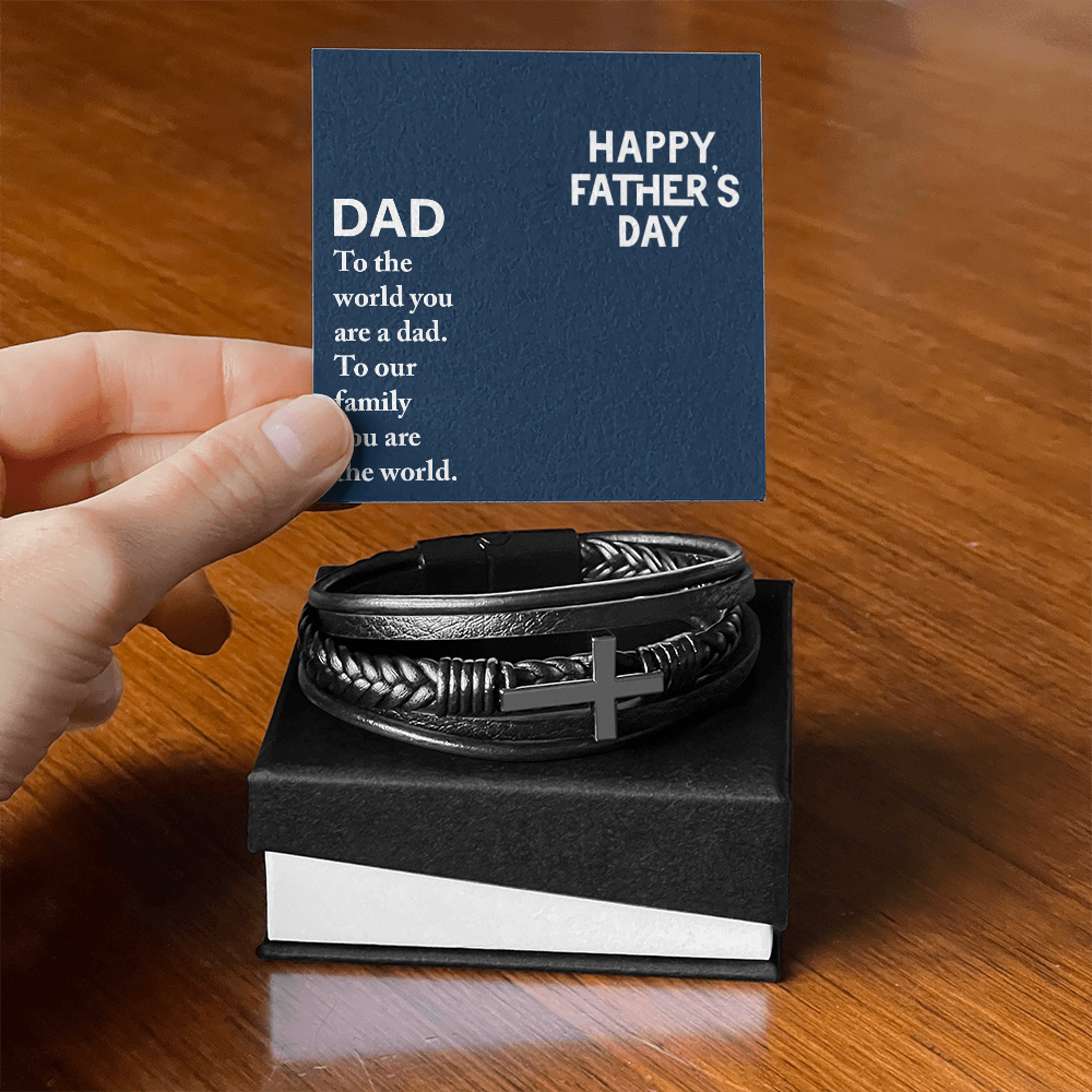 Personalized Men's Cross Bracelet for Dad – Happy Father's Day Custom Gift Bracelet for Father from Family - goldenandvintage