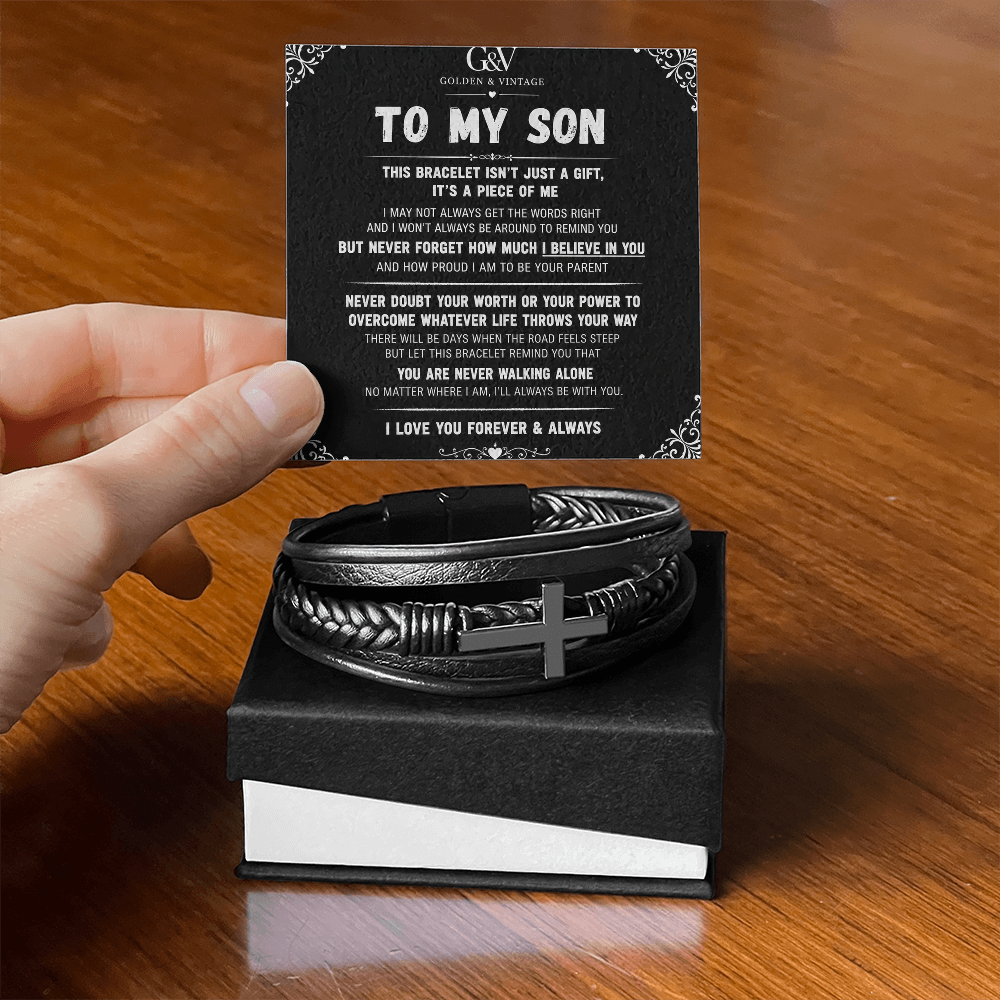 To My Son – Men's Cross Bracelet | Meaningful Gift for Son