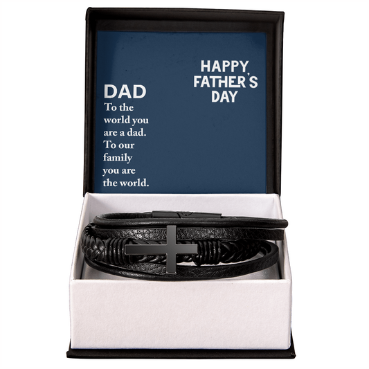 Personalized Men's Cross Bracelet for Dad – Happy Father's Day Custom Gift Bracelet for Father from Family - goldenandvintage