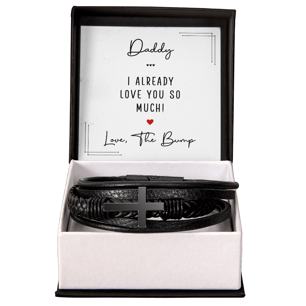 Personalized Men's Cross Bracelet for Daddy – “Love From The Bump” Father-to-Be Gift Bracelet - goldenandvintage