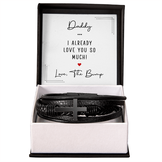 Personalized Men's Cross Bracelet for Daddy – “Love From The Bump” Father-to-Be Gift Bracelet - goldenandvintage