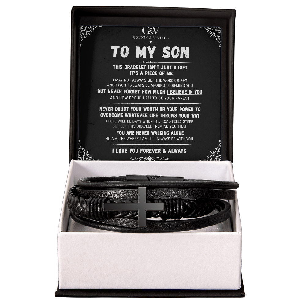 To My Son – Men's Cross Bracelet | Meaningful Gift for Son