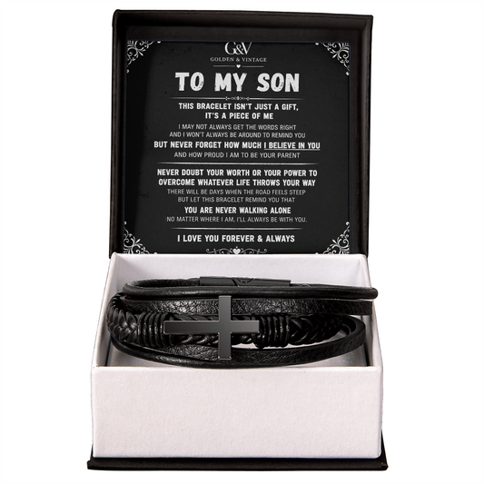 To My Son – Men's Cross Bracelet | Meaningful Gift for Son