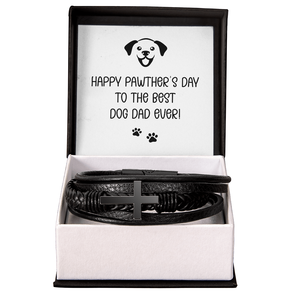 Personalized Men's Cross Bracelet for Dog Dad – Happy Pawther's Day Custom Gift for Pet Lovers - goldenandvintage
