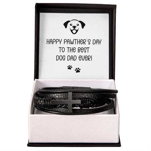 Personalized Men's Cross Bracelet for Dog Dad – Happy Pawther's Day Custom Gift for Pet Lovers - goldenandvintage