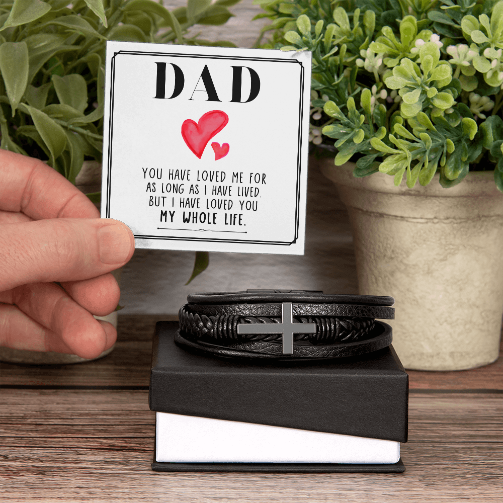 Personalized Men's Cross Bracelet for Dad – Meaningful Father's Day Gift Bracelet with Custom Message Card - goldenandvintage