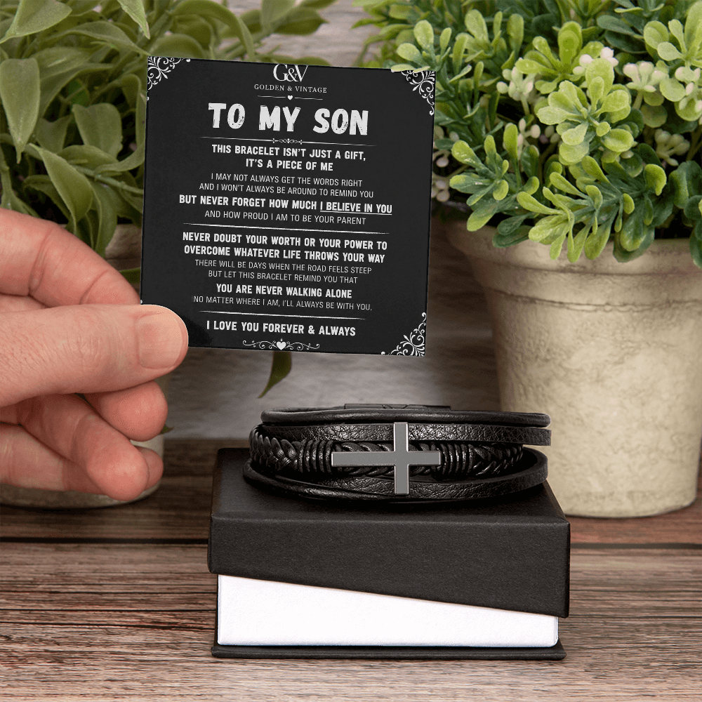 To My Son – Men's Cross Bracelet | Meaningful Gift for Son