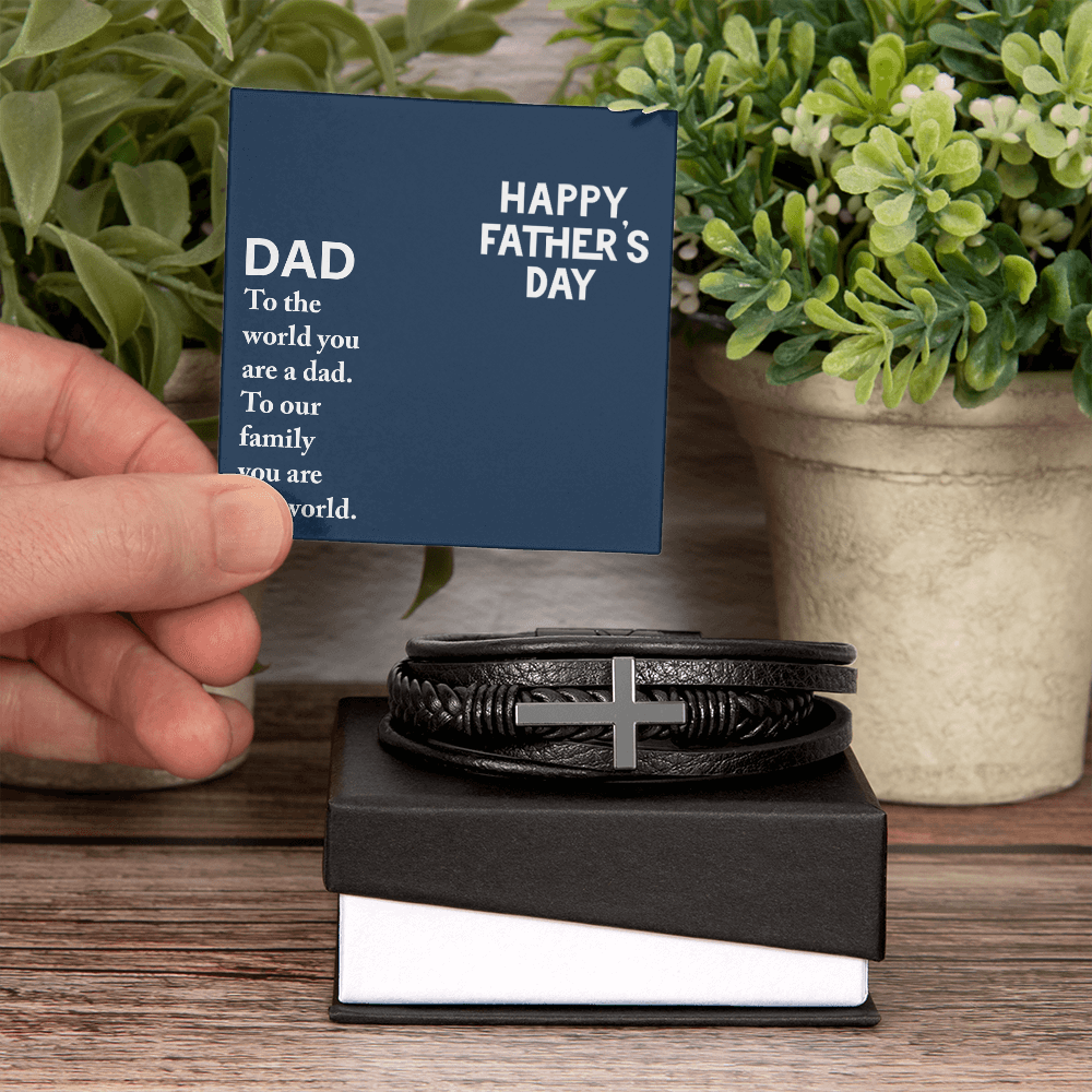 Personalized Men's Cross Bracelet for Dad – Happy Father's Day Custom Gift Bracelet for Father from Family - goldenandvintage