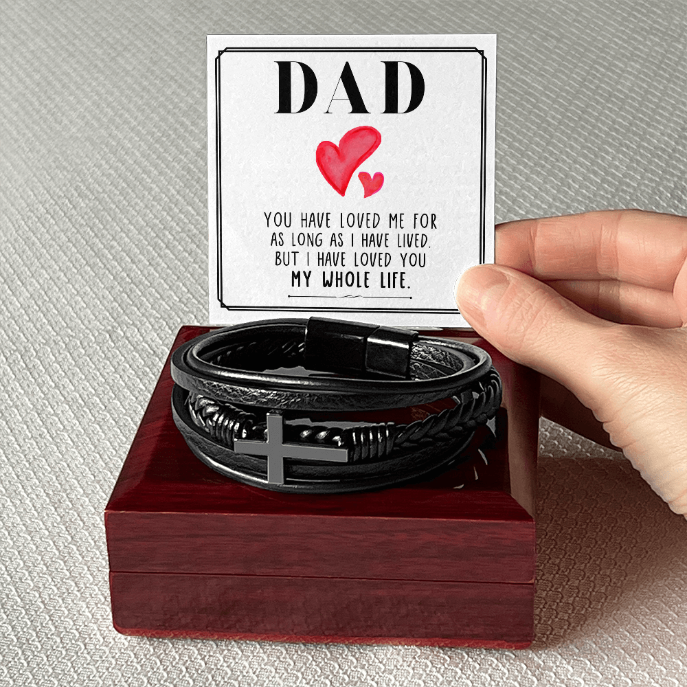 Personalized Men's Cross Bracelet for Dad – Meaningful Father's Day Gift Bracelet with Custom Message Card - goldenandvintage