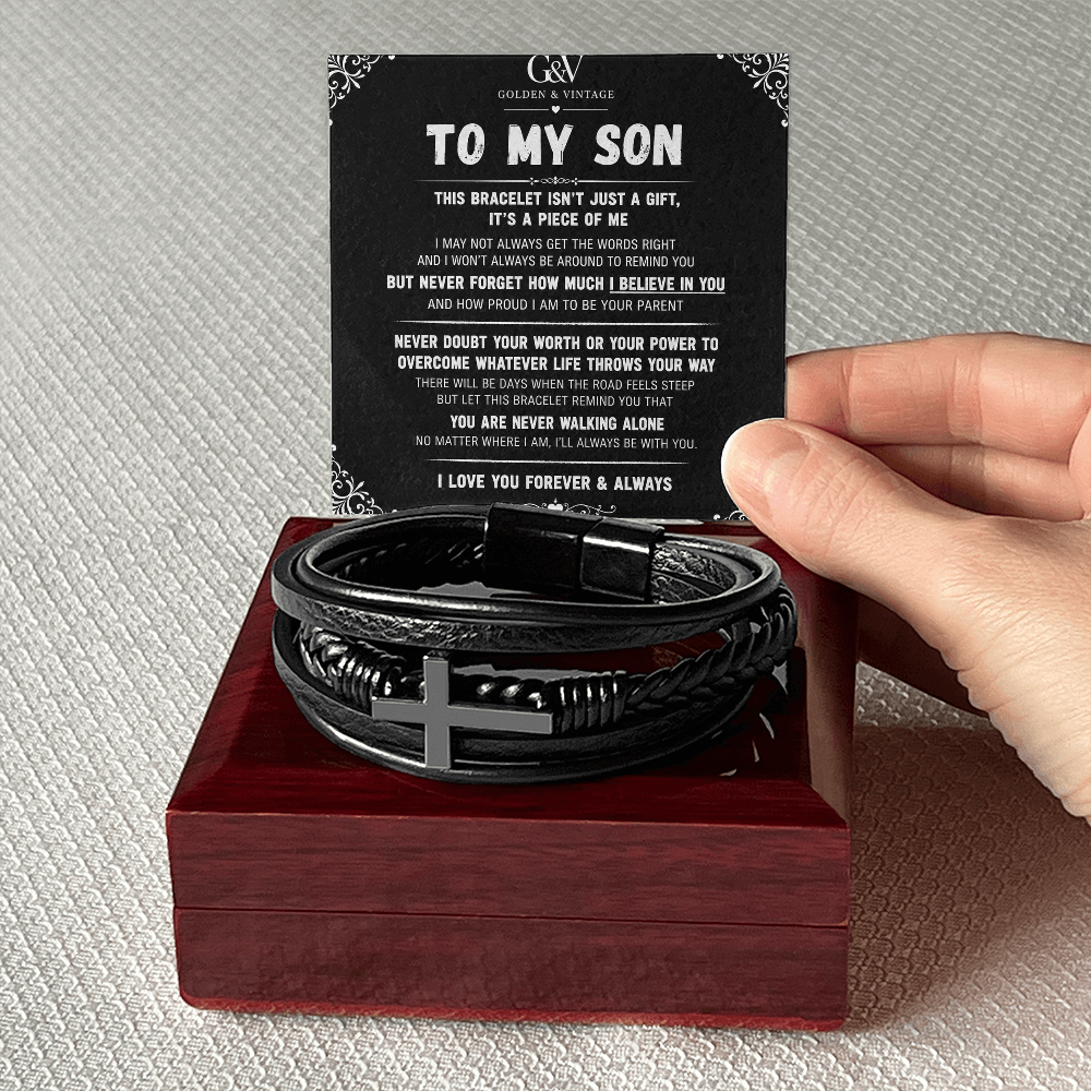 To My Son – Men's Cross Bracelet | Meaningful Gift for Son