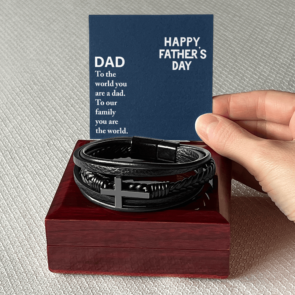 Personalized Men's Cross Bracelet for Dad – Happy Father's Day Custom Gift Bracelet for Father from Family - goldenandvintage