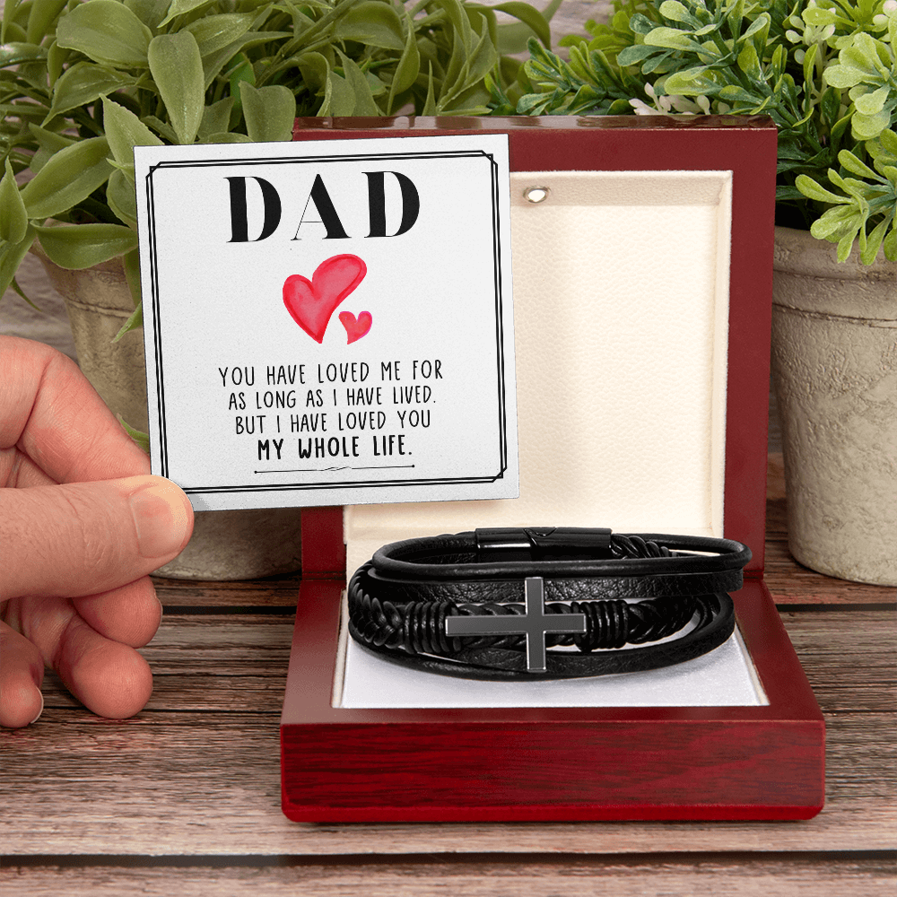 Personalized Men's Cross Bracelet for Dad – Meaningful Father's Day Gift Bracelet with Custom Message Card - goldenandvintage