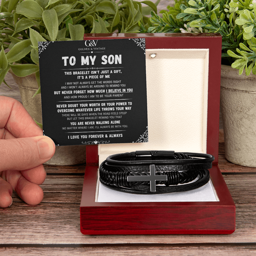 To My Son – Men's Cross Bracelet | Meaningful Gift for Son