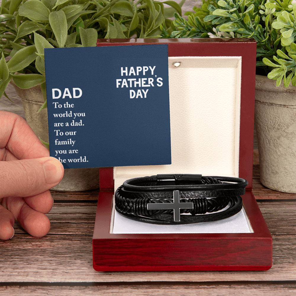 Personalized Men's Cross Bracelet for Dad – Happy Father's Day Custom Gift Bracelet for Father from Family - goldenandvintage