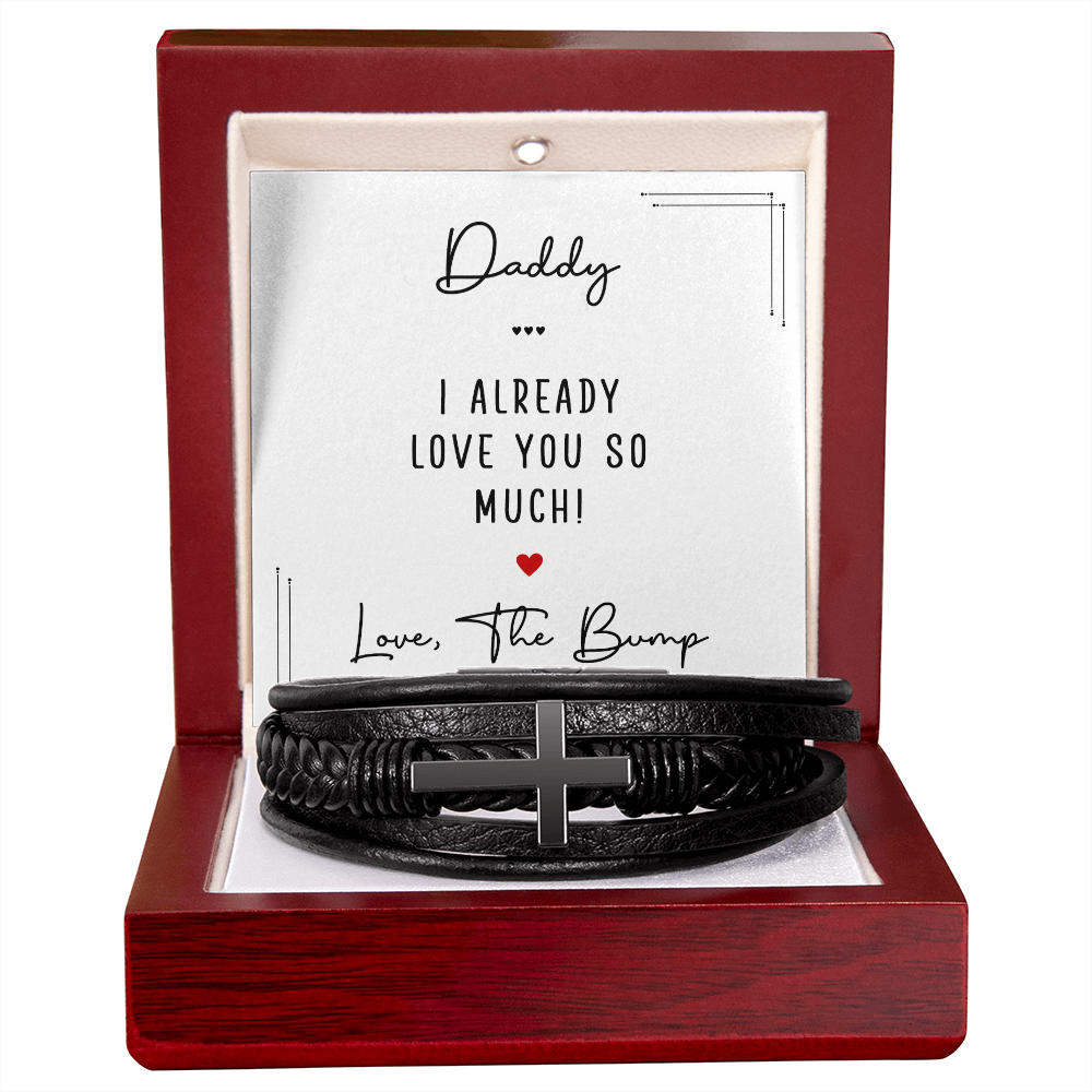 Personalized Men's Cross Bracelet for Daddy – “Love From The Bump” Father-to-Be Gift Bracelet - goldenandvintage