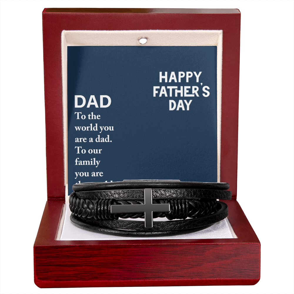 Personalized Men's Cross Bracelet for Dad – Happy Father's Day Custom Gift Bracelet for Father from Family - goldenandvintage