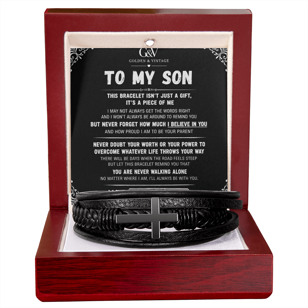 To My Son – Men's Cross Bracelet | Meaningful Gift for Son