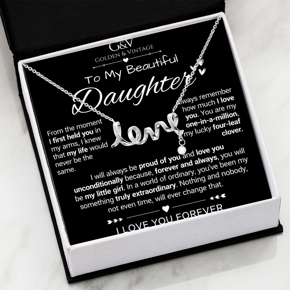 To My Beautiful Daughter – Scripted Love Necklace | Meaningful Daughter Gift